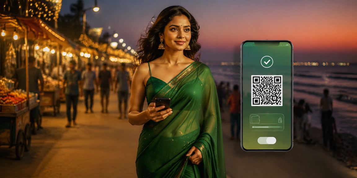 Mobile payment via UPI method on smartphone in Indian setting