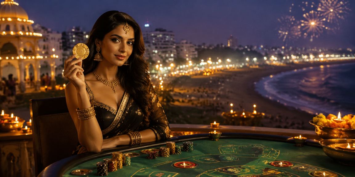 Players around Teen Patti game table in Indian casino