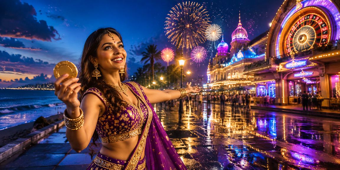 Slot machine reels with Indian casino atmosphere